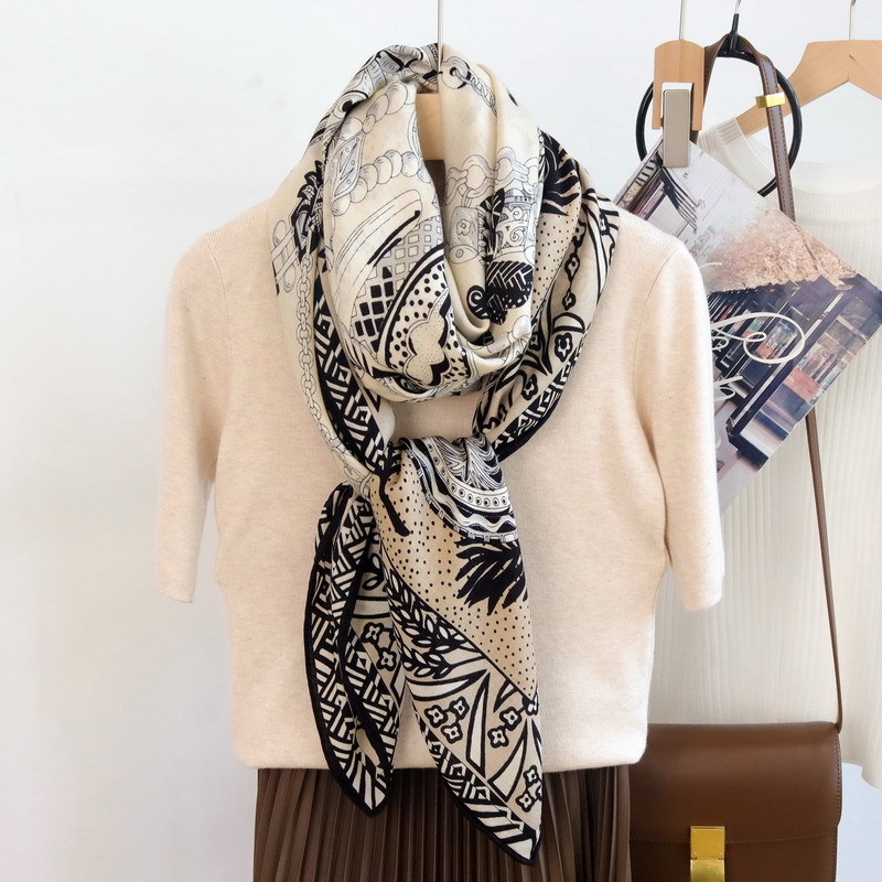 Silk Wool Scarf 135CM Luxury D - огляд і ціна Winter Clothing Hong Kong