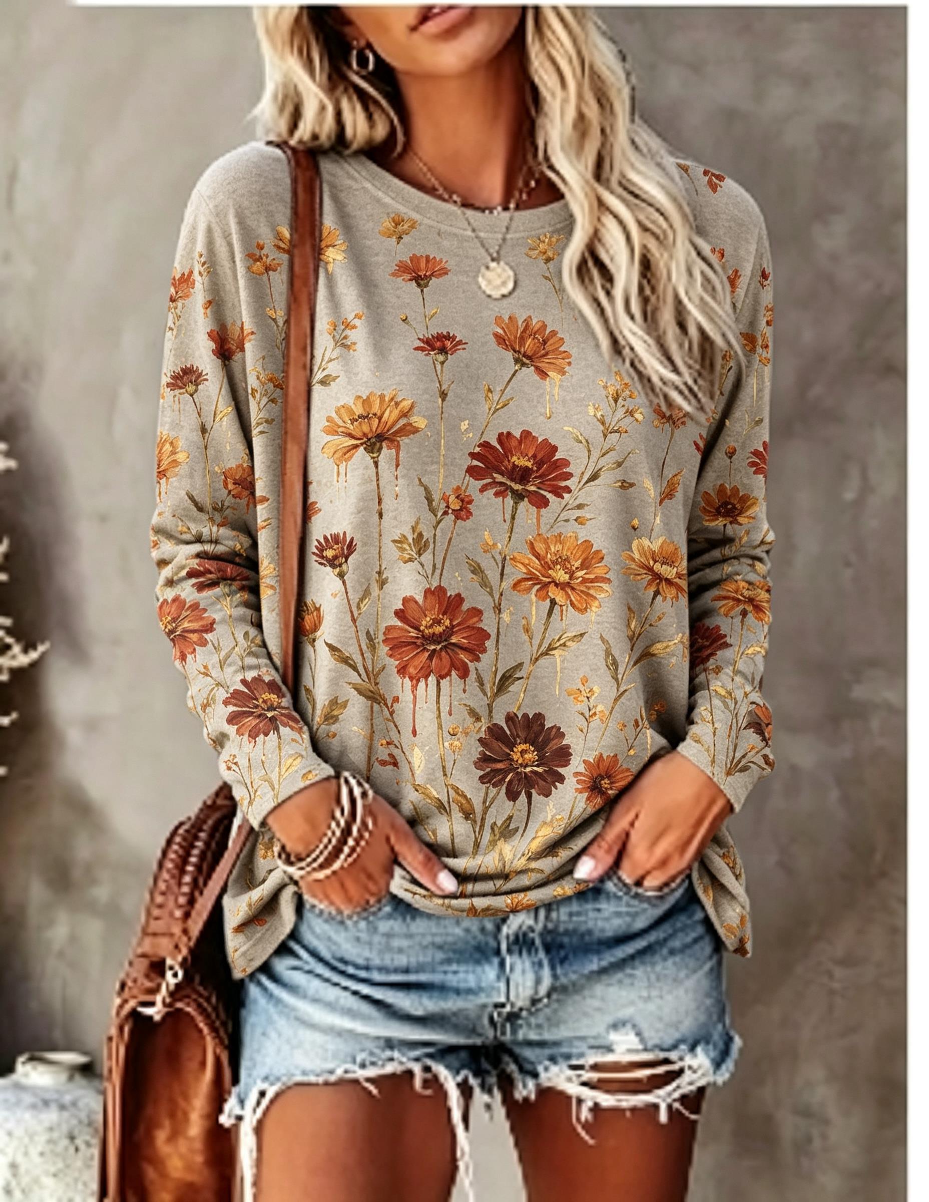 Women Long Sleeve T‑Shirt Oil  - огляд і ціна Winter Clothing For Women